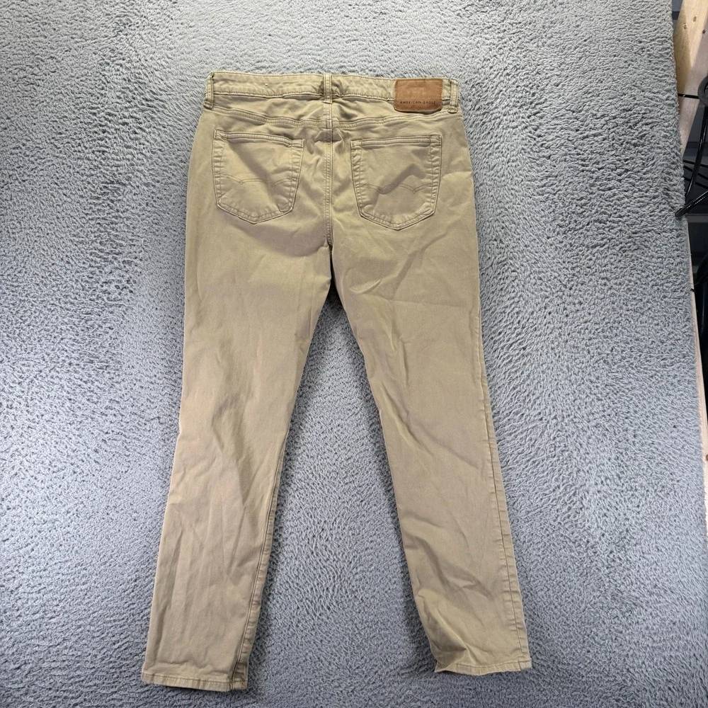 American Eagle Outfitters Flex Jeans Men 34x28 Beige Denim Straight Slim Stretch